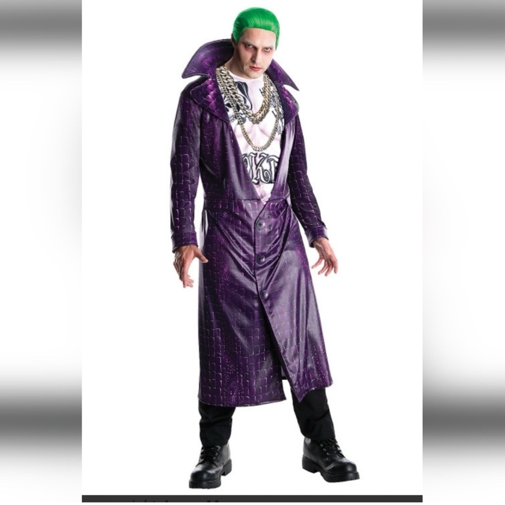 Men's Joker-Inspired Purple Trench Coat Costume L
